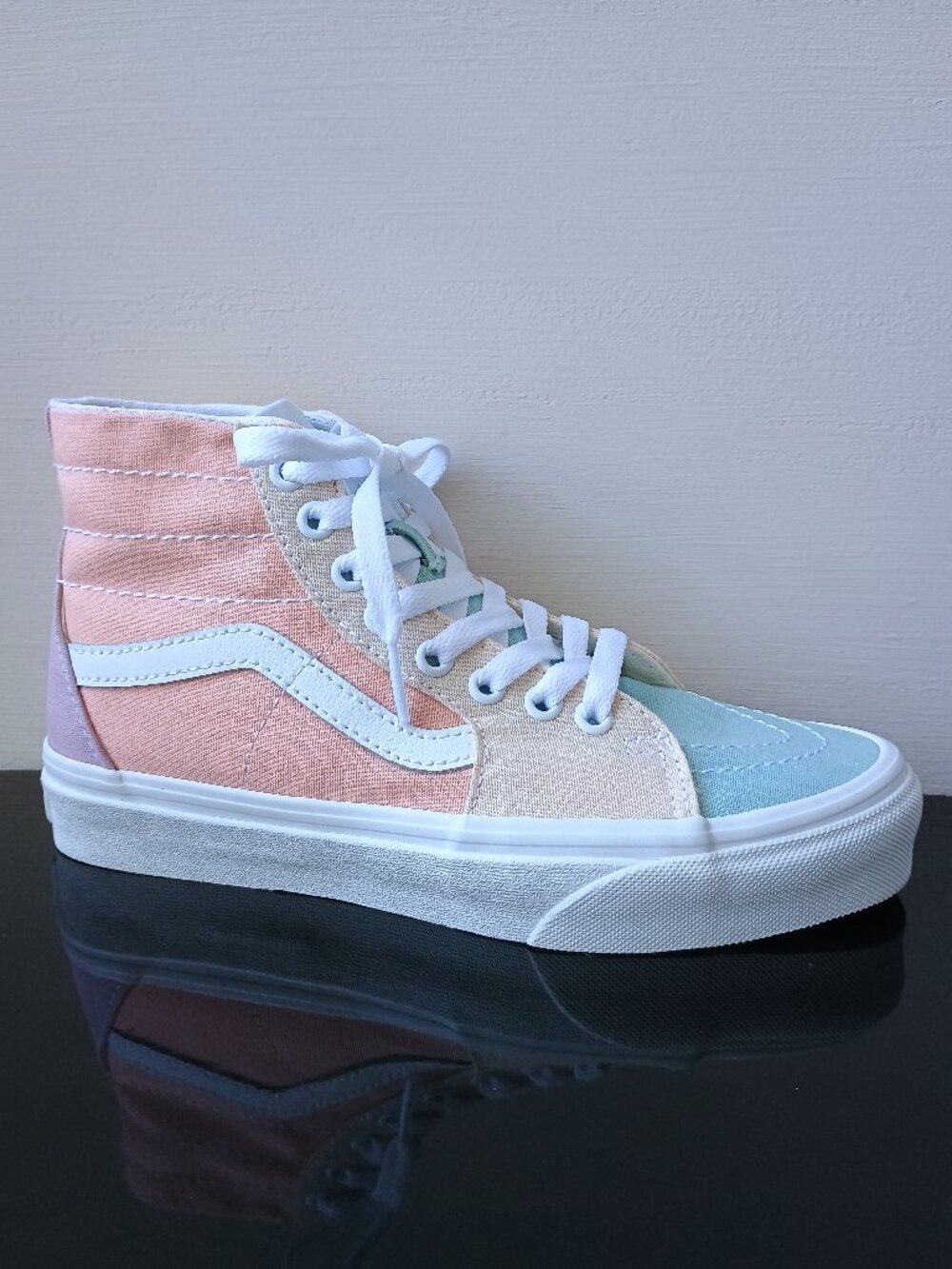 Vans Women Sk8-Hi Tapered Canvas Sneaker in Lovely Pastel Block Multi/True White